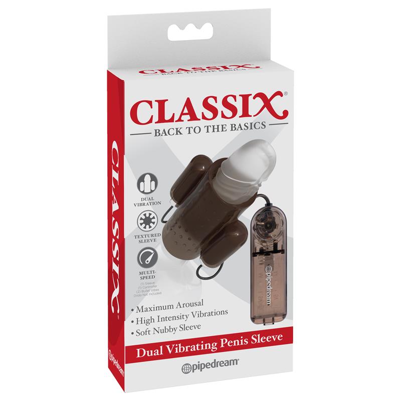 CLASSIX - DUAL VIBRATING PENIS SLEEVE SMOKED
