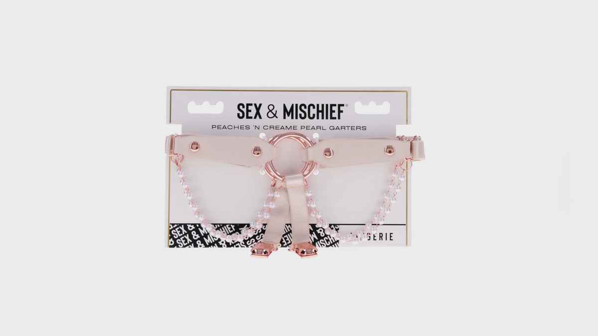 SPORTSHEETS - SEX & MISCHIEF PEACHES ''N CREAME PEARL GARTERS