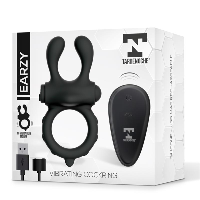 TARDENOCHE - EARZY VIBRATING PENIS RING WITH REMOTE CONTROL USB MAGNETIC SILICONE