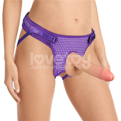 LOVETOY - EASY STRAP ON HARNESS POLKA DOTS PURPLE