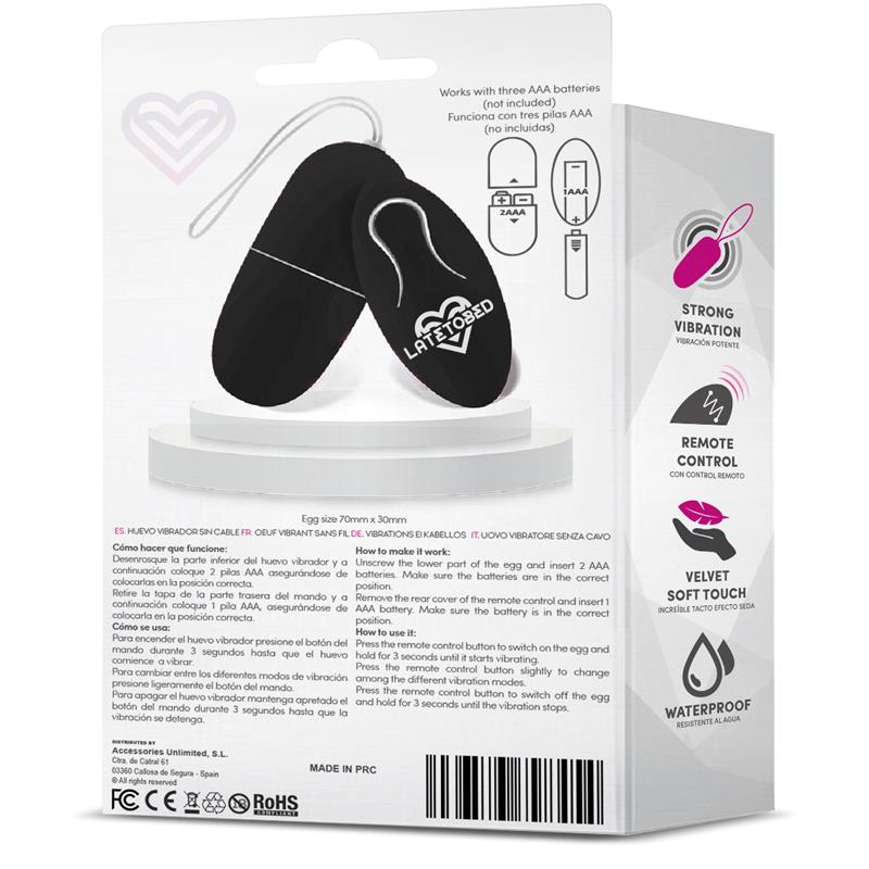 LATETOBED - ECOBLACK VIBRATING EGG WITH REMOTE CONTROL