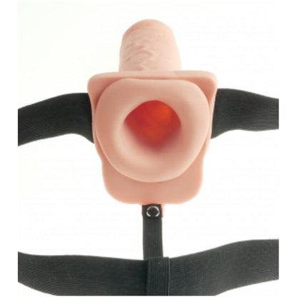 FETISH FANTASY SERIES - ELASTIC STRAP-ON WITH 9 HOLLOW DILDO 10 FUNCTIONS USB FLESH