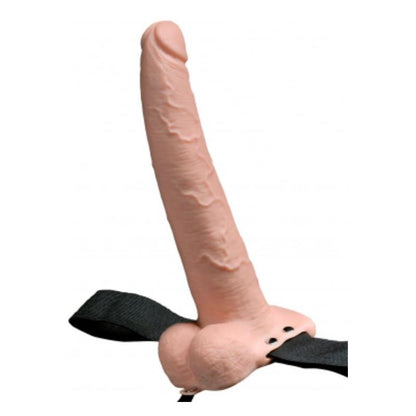 FETISH FANTASY SERIES - ELASTIC STRAP-ON WITH 9 HOLLOW DILDO 10 FUNCTIONS USB FLESH