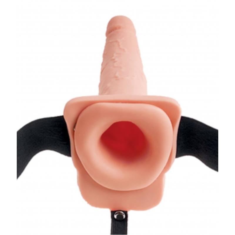FETISH FANTASY SERIES - ELASTIC STRAP-ON WITH 9 HOLLOW DILDO SQUIRTING FUNCTION FLESH