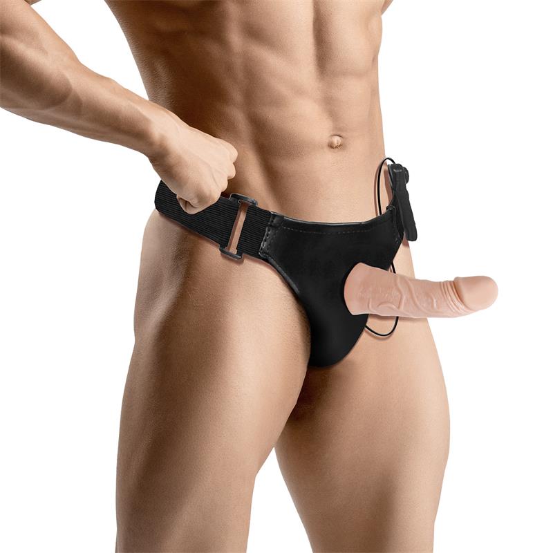 HARNESS COLLECTION LATETOBED - ELETO DETACHABLE STRAP-ON WITH HOLLOW DILDO, VIBRATION AND REMOTE CONTROL