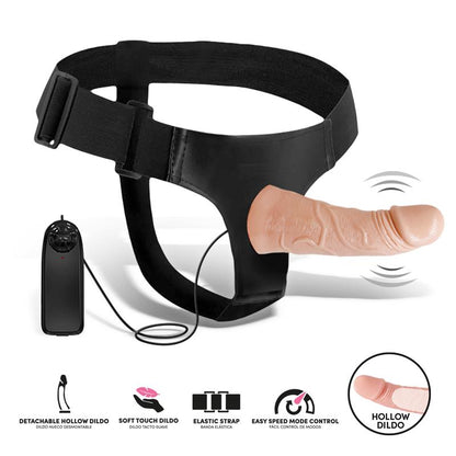 HARNESS COLLECTION LATETOBED - ELETO DETACHABLE STRAP-ON WITH HOLLOW DILDO, VIBRATION AND REMOTE CONTROL