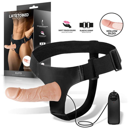 HARNESS COLLECTION LATETOBED - ELETO DETACHABLE STRAP-ON WITH HOLLOW DILDO, VIBRATION AND REMOTE CONTROL