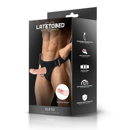 HARNESS COLLECTION LATETOBED - ELETO DETACHABLE STRAP-ON WITH HOLLOW DILDO, VIBRATION AND REMOTE CONTROL