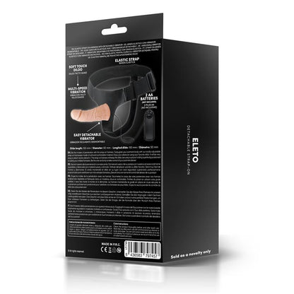 HARNESS COLLECTION LATETOBED - ELETO DETACHABLE STRAP-ON WITH HOLLOW DILDO, VIBRATION AND REMOTE CONTROL