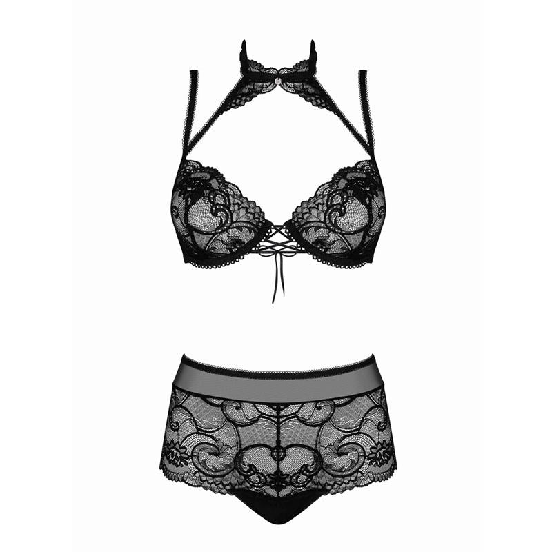 OBSESSIVE - ELIZENES 2 PIECE LACE BRA SET WITH HALTERNECK