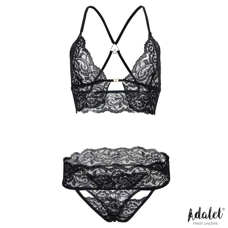 ADALET LINGERIE - ELLA LACE BRA, THONG, MASK, AND CUFFS SET