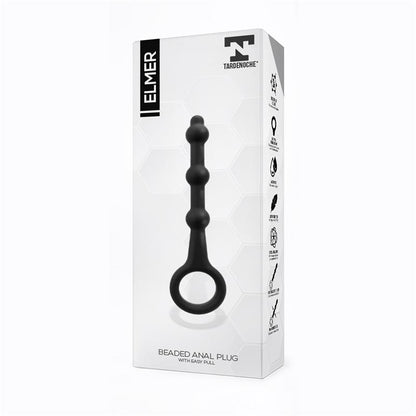 TARDENOCHE - ELMER BEADED BUTT PLUG WITH EASY PULL RING SILICONE BLACK