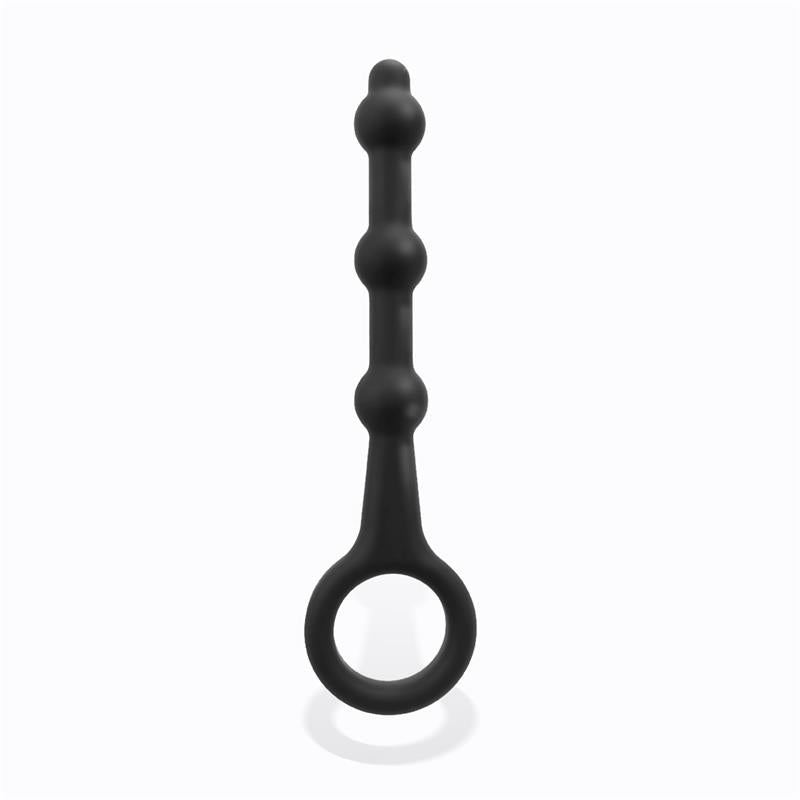 TARDENOCHE - ELMER BEADED BUTT PLUG WITH EASY PULL RING SILICONE BLACK