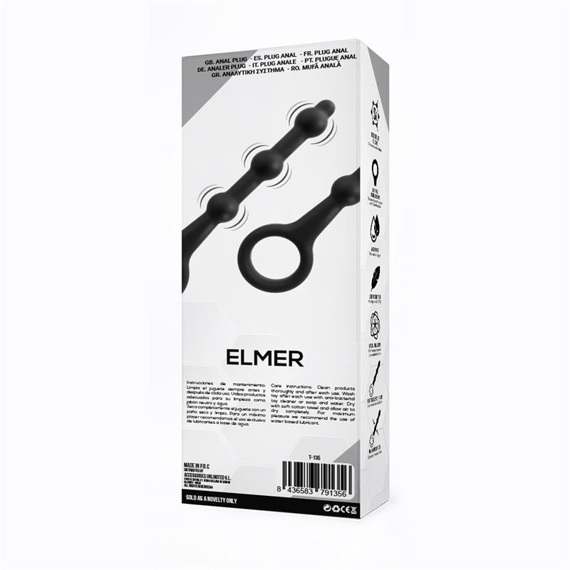 TARDENOCHE - ELMER BEADED BUTT PLUG WITH EASY PULL RING SILICONE BLACK