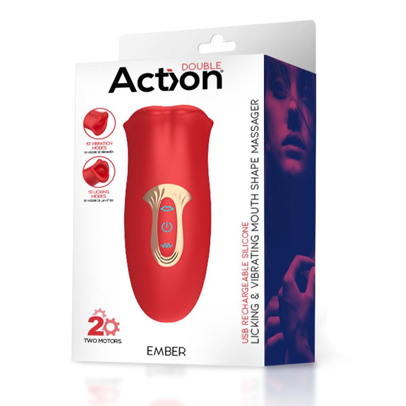 ACTION - EMBER LICKING AND VIBRATING MOUTH SHAPE MASSAGER USB SILICONE
