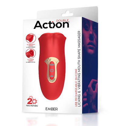 ACTION - EMBER LICKING AND VIBRATING MOUTH SHAPE MASSAGER USB SILICONE