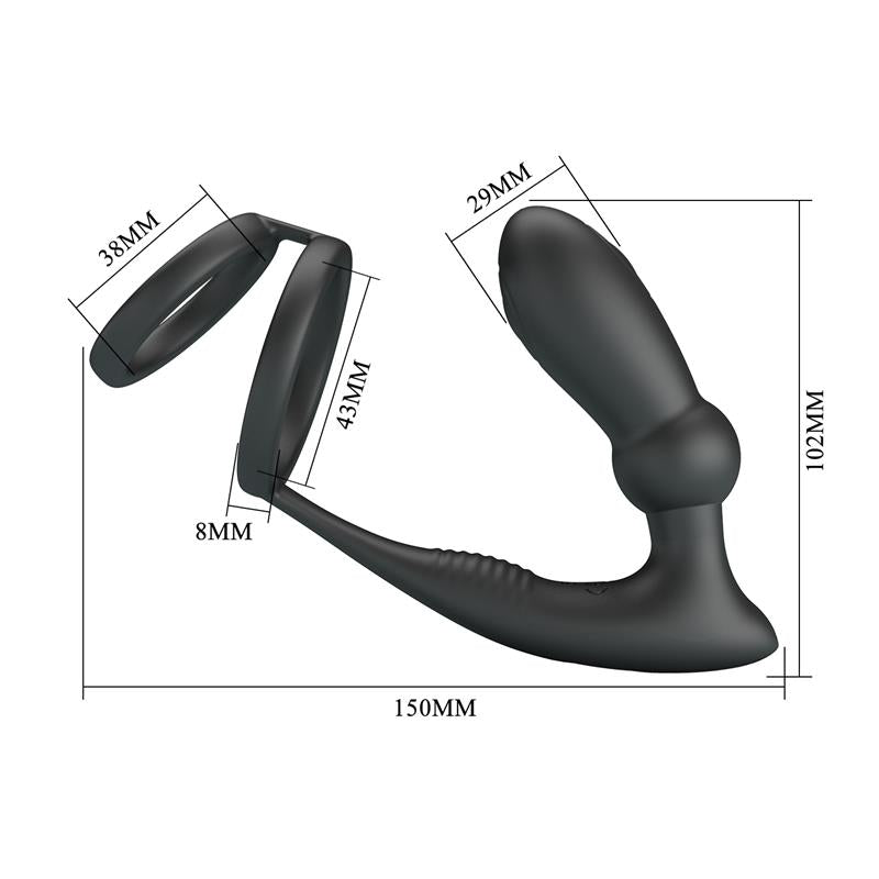 PRETTYLOVE - EMONI VIBRATING BUTT PLUG AND COCK RING