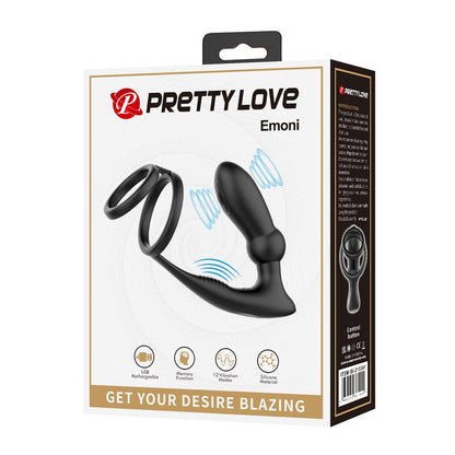 PRETTYLOVE - EMONI VIBRATING BUTT PLUG AND COCK RING