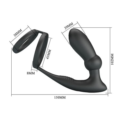 PRETTYLOVE - EMONI VIBRATING BUTT PLUG AND COCK RING
