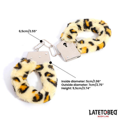 LATETOBED BDSM LINE - FURRY METAL CUFF ANIMAL PRINT LEOPARD