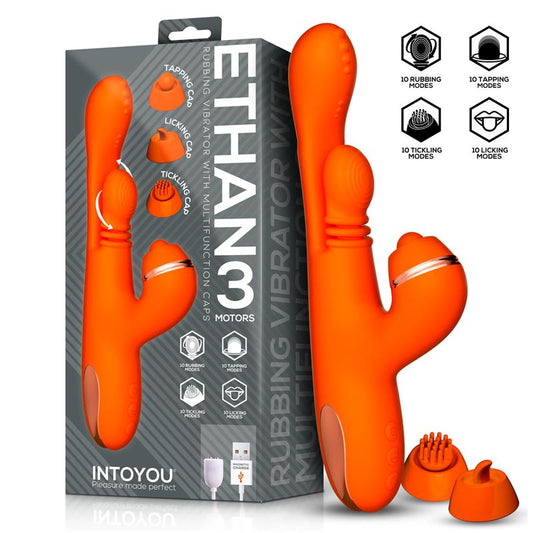 INTENSE - KATY MULTIFUNCTION CLITORIS STIMULATOR 4 INTERCHANGEABLE HEADS RED