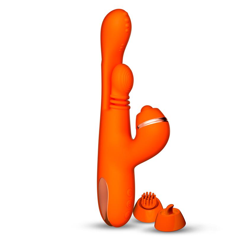 INTENSE - KATY MULTIFUNCTION CLITORIS STIMULATOR 4 INTERCHANGEABLE HEADS RED