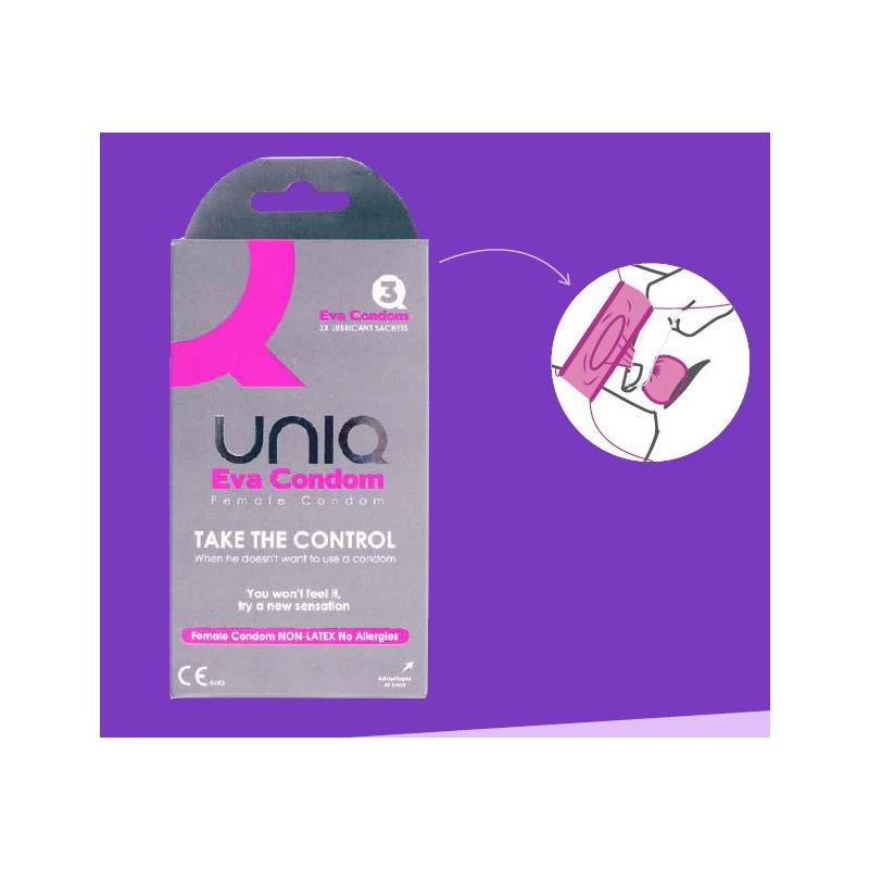 UNIQ - EVA FEMALE CONDOMS NO LATEX 3 PCS