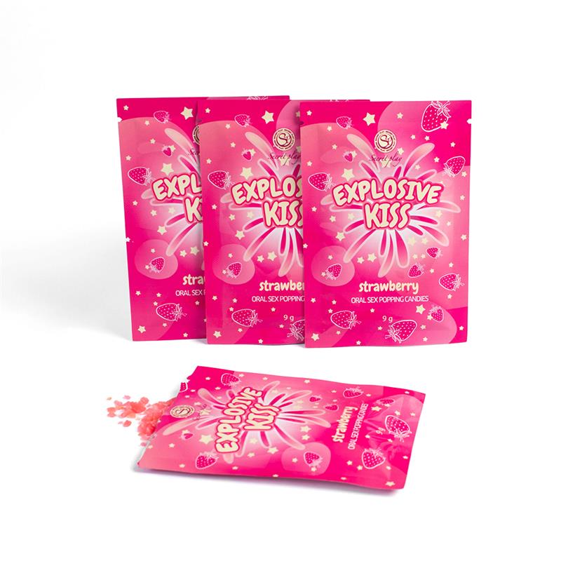 SECRET PLAY - EXPLOSIVE CANDIES ORAL SEX POPPING CANDIES 1 SACHET STRAWBERRY FLAVOR