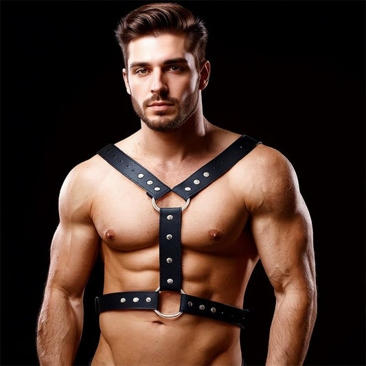 INTOYOU BDSM LINE - FABRIO MALE CHEST BONDAGE HARNESS VEGAN LEATHER