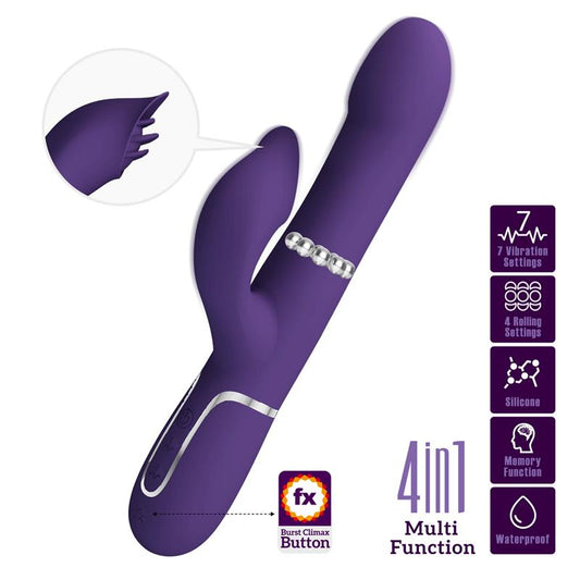 PRETTY LOVE - ZALIN RABBIT VIBRATOR PEARLS 4 IN 1 PURPLE