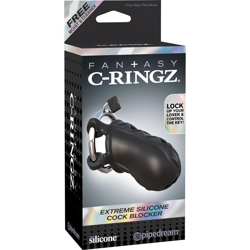 FANTASY C-RINGZ - FANTASY C-RINGZ EXTREME SILICONE COCK BLOCKER BLACK