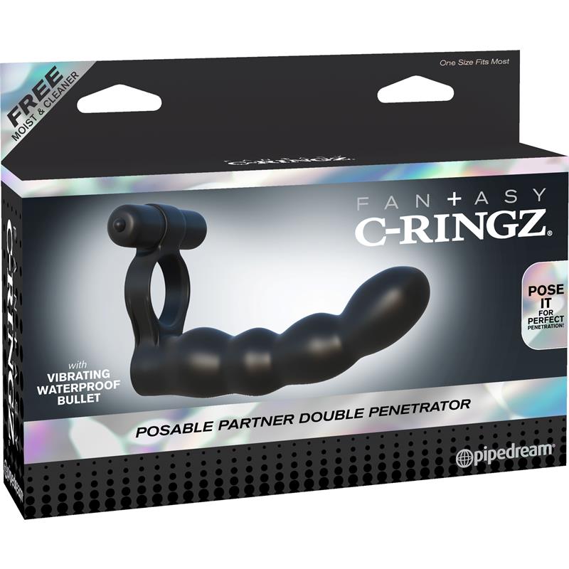 FANTASY C-RINGZ - FANTASY C-RINGZ POSABLE PARTNER DOUBLE PENETRATOR BLACK