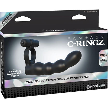 FANTASY C-RINGZ - FANTASY C-RINGZ POSABLE PARTNER DOUBLE PENETRATOR BLACK