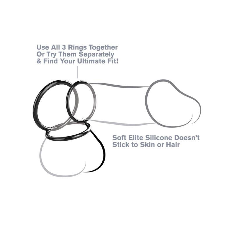 FANTASY C-RINGZ - FANTASY C-RINGZ SILICONE 3-RING STAMINA SET BLACK
