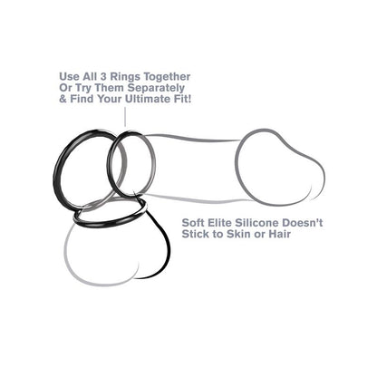 FANTASY C-RINGZ - FANTASY C-RINGZ SILICONE 3-RING STAMINA SET BLACK