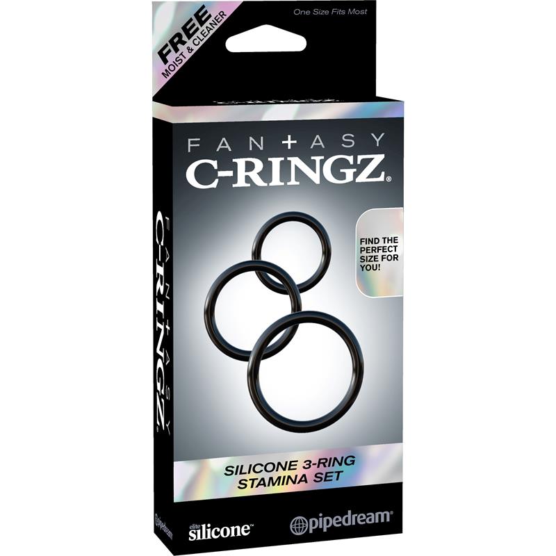 FANTASY C-RINGZ - FANTASY C-RINGZ SILICONE 3-RING STAMINA SET BLACK