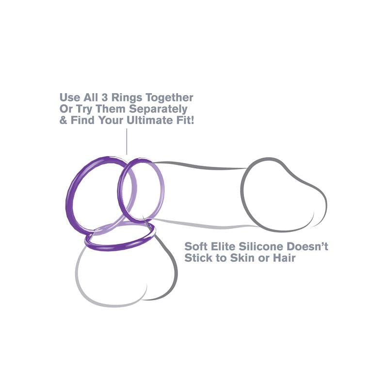 FANTASY C-RINGZ - FANTASY C-RINGZ SILICONE 3-RING STAMINA SET PURPLE