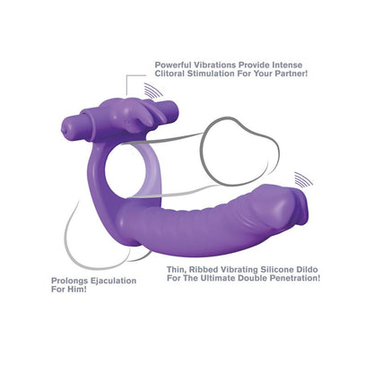 FANTASY C-RINGZ - FANTASY C-RINGZ SILICONE DOUBLE PENETRATOR RABBIT PURPLE