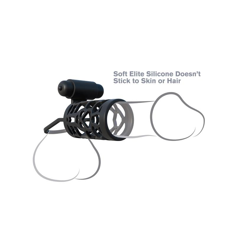 FANTASY C-RINGZ - FANTASY C-RINGZ THICK DICK SILICONE VIBRATING CAGE BLACK