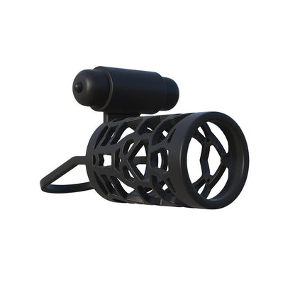FANTASY C-RINGZ - FANTASY C-RINGZ THICK DICK SILICONE VIBRATING CAGE BLACK