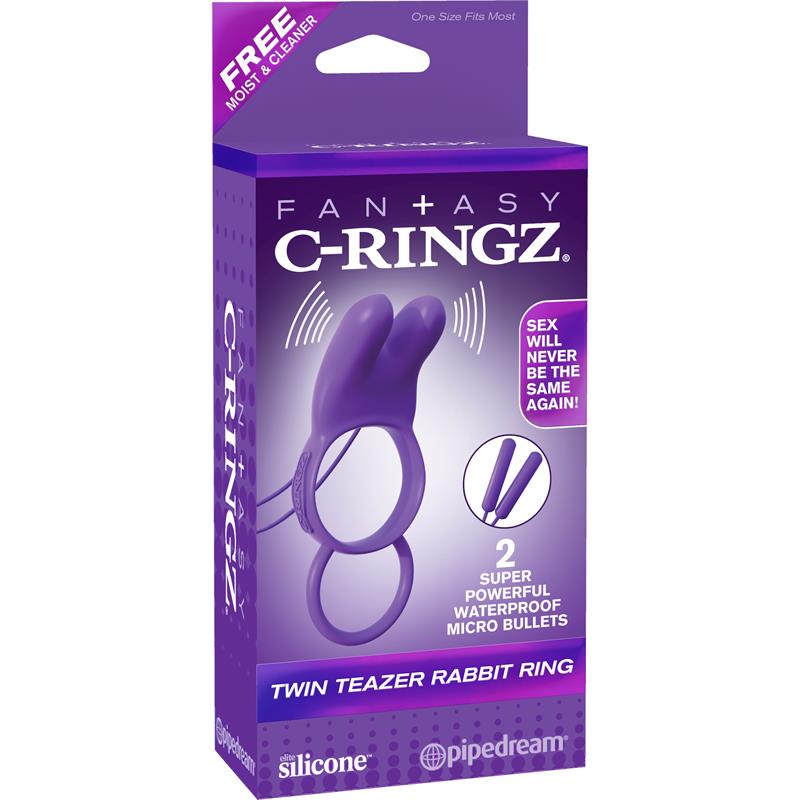 FANTASY C-RINGZ - FANTASY C-RINGZ TWIN TEAZER RABBIT RING PURPLE