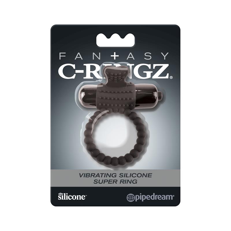 FANTASY C-RINGZ - FANTASY C-RINGZ VIBRATING SILICONE SUPER RING BLACK
