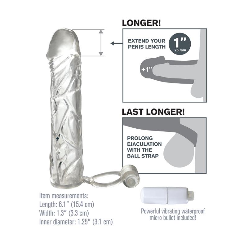 FANTASY X-TENSIONS - FANTASY X-TENSIONS  VIBRATING SUPER SLEEVE - CLEAR