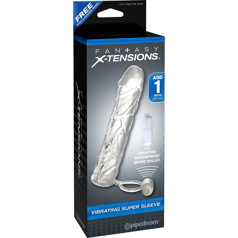 FANTASY X-TENSIONS - FANTASY X-TENSIONS  VIBRATING SUPER SLEEVE - CLEAR
