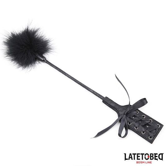 LATETOBED BDSM LINE - FEATHER TICKLER AND LACE RIBBON PADDLE