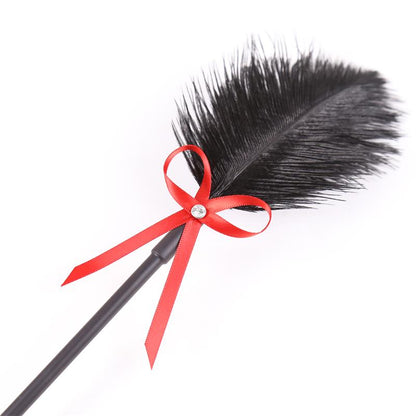 LATETOBED BDSM LINE - FEATHER TICKLER AND PADDLE 36 CM RED/BLACK