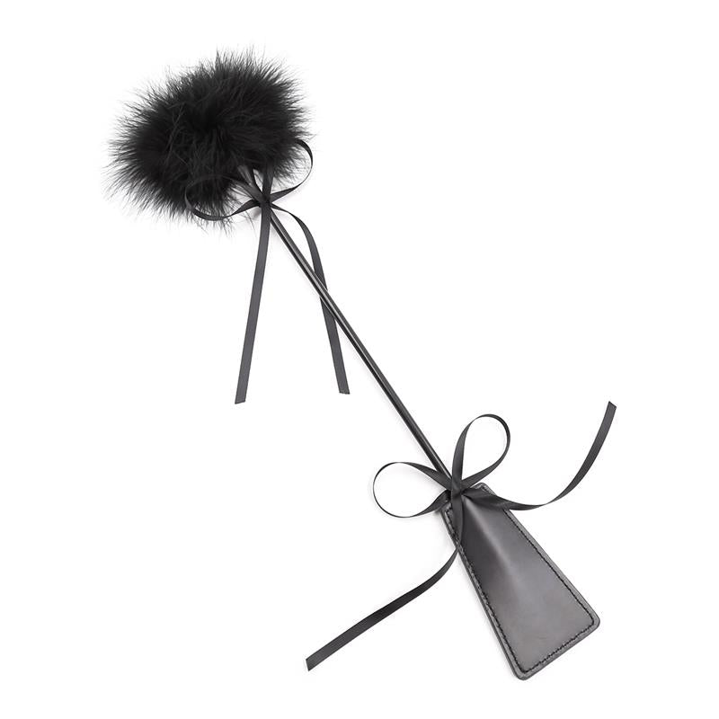 LATETOBED BDSM LINE - FEATHER TICKLER AND PADDLE 49 CM BLACK