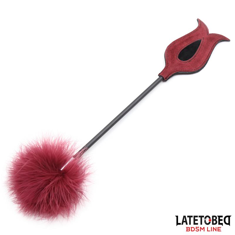 LATETOBED BDSM LINE - FEATHER TICKLER AND ROSE SHAPE PADDLE