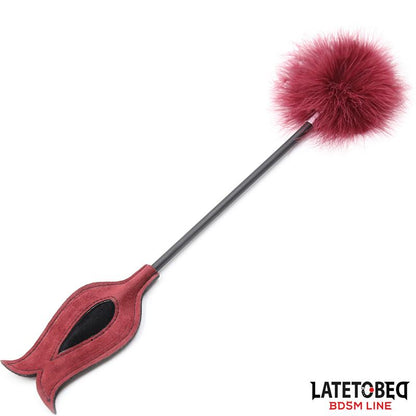 LATETOBED BDSM LINE - FEATHER TICKLER AND ROSE SHAPE PADDLE