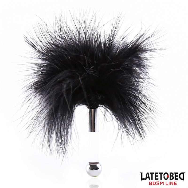 LATETOBED BDSM LINE - FEATHER TICKLER WITH ACRYLIC METAL HANDLE